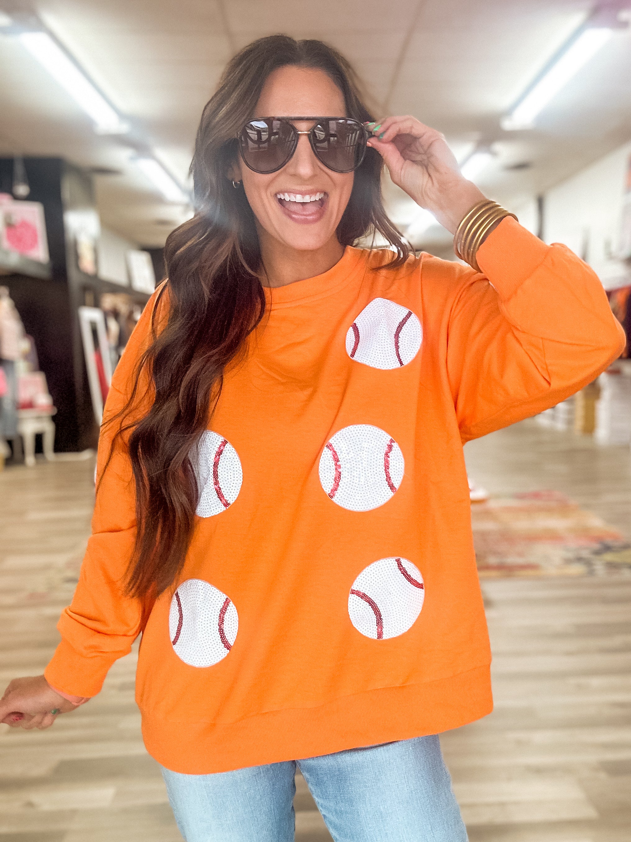 Orange Baseball Sweater - Queen Of The Ballfield