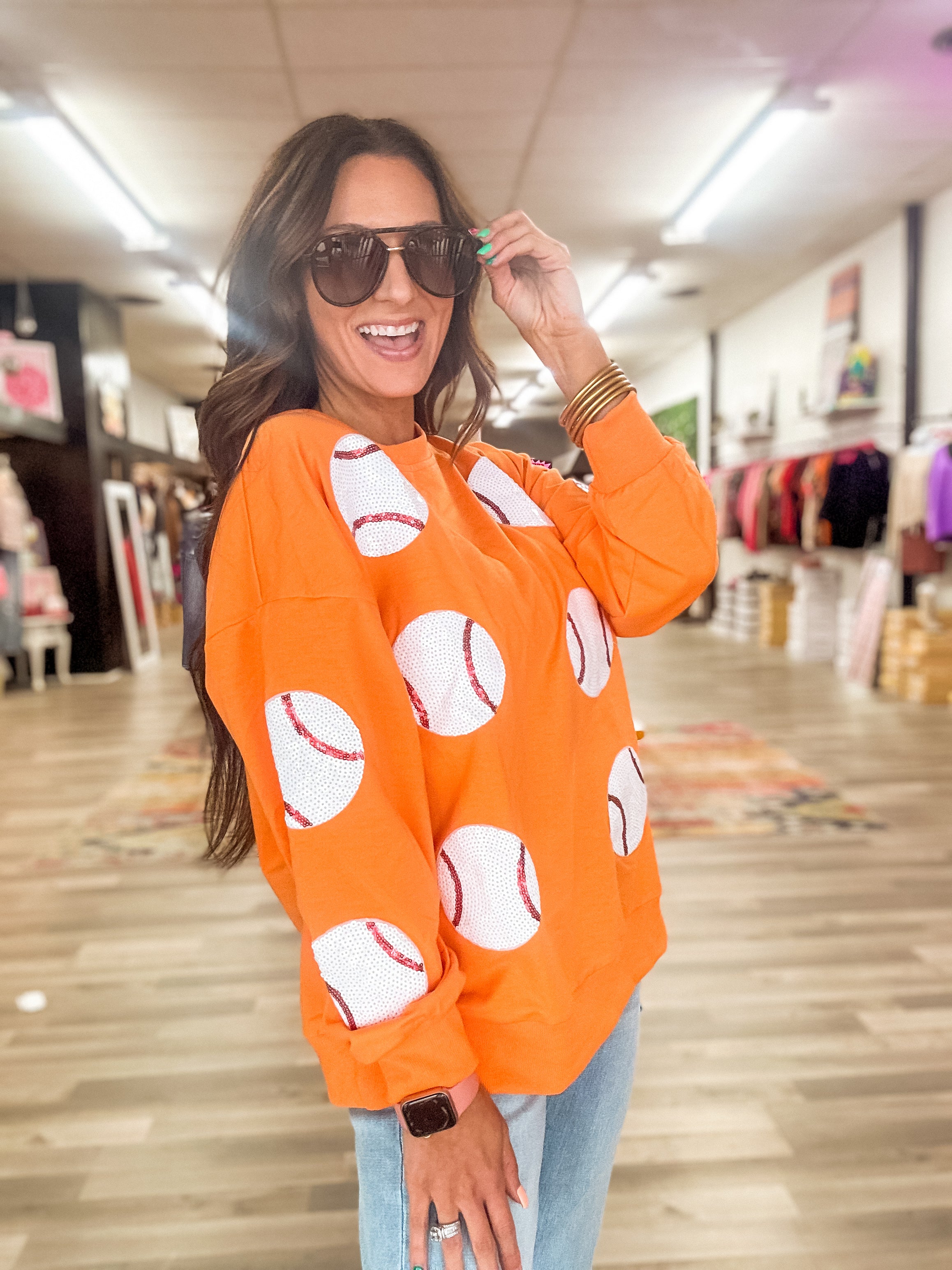 Orange Baseball Sweater - Queen Of The Ballfield