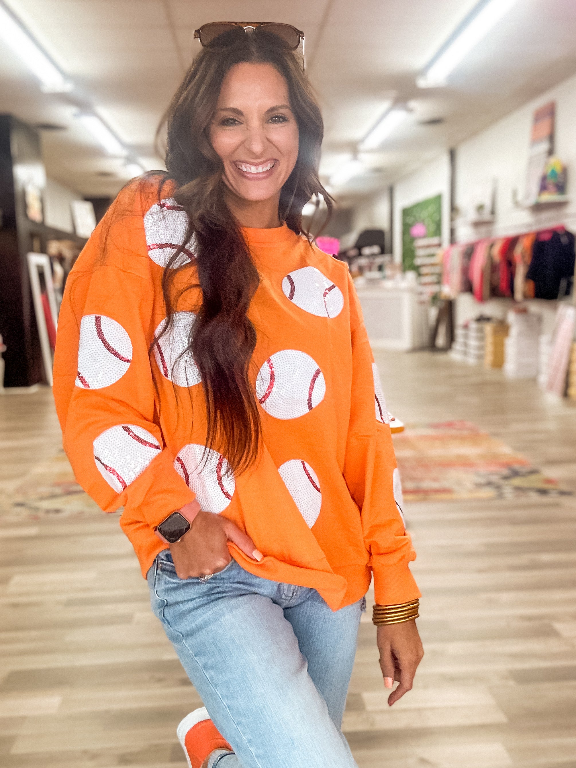 Orange Baseball Sweater - Queen Of The Ballfield