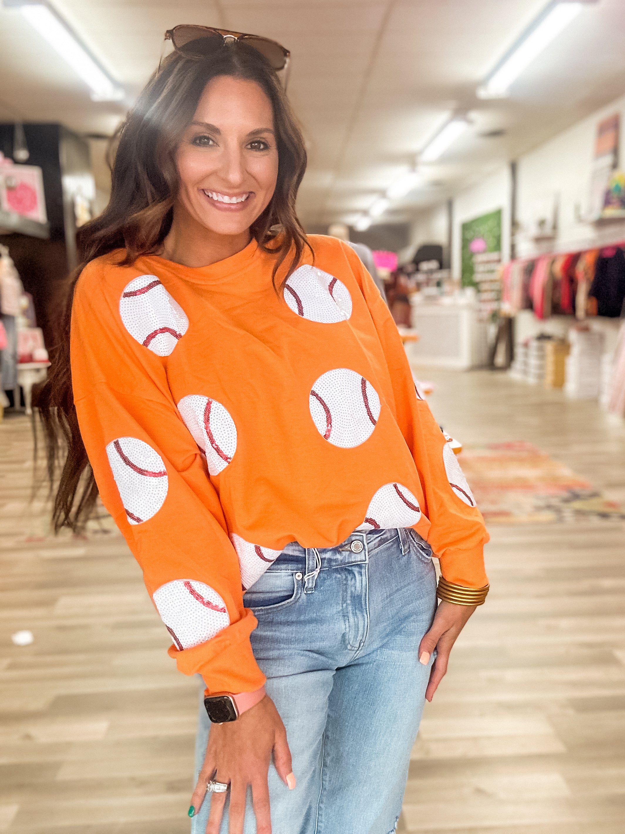 Orange Baseball Sweater - Queen Of The Ballfield