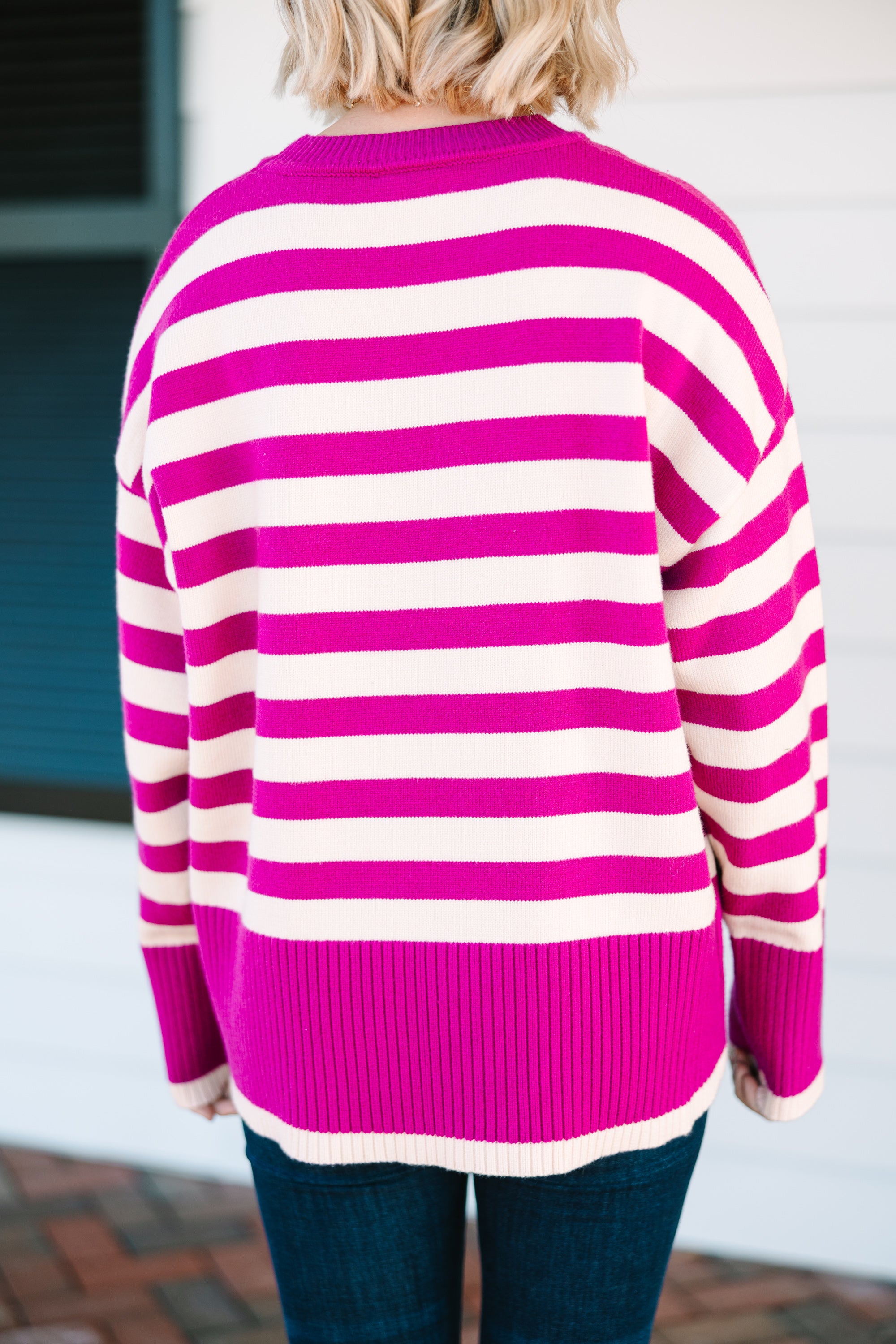 Orchid Pink Striped Sweater