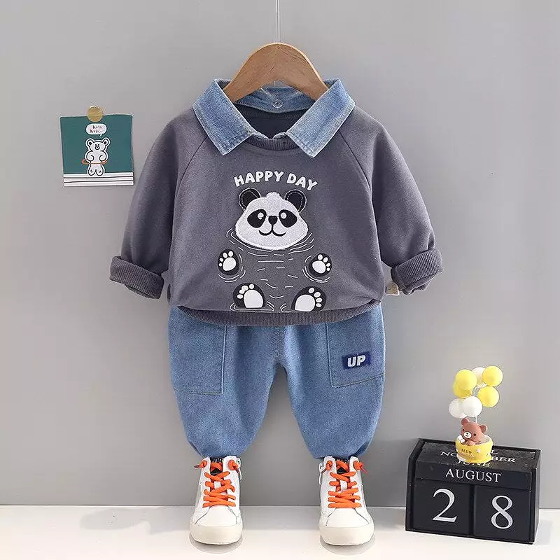 Panda Bear Sweater Pants Set