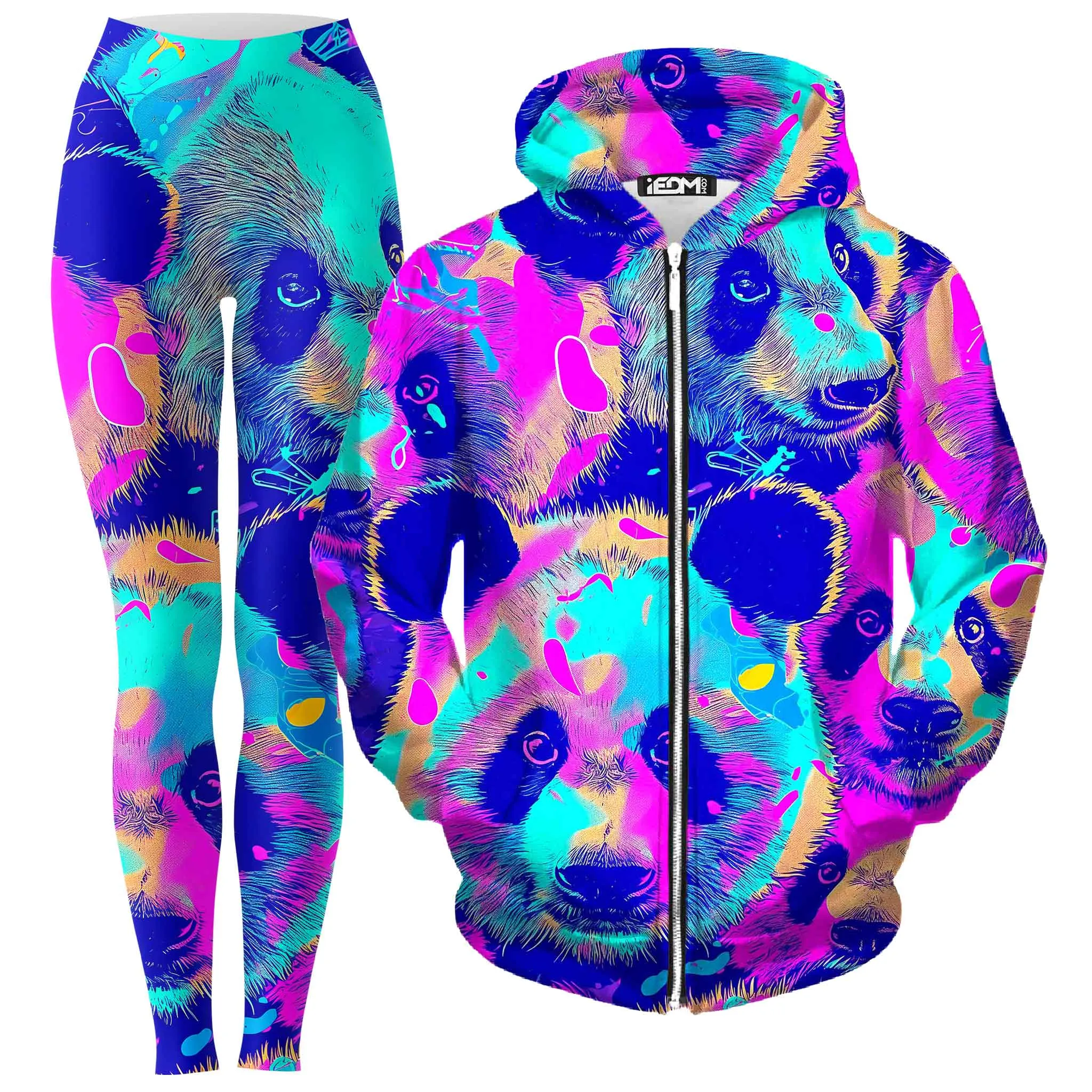 Panda Melt Zip-Up Hoodie Leggings Combo