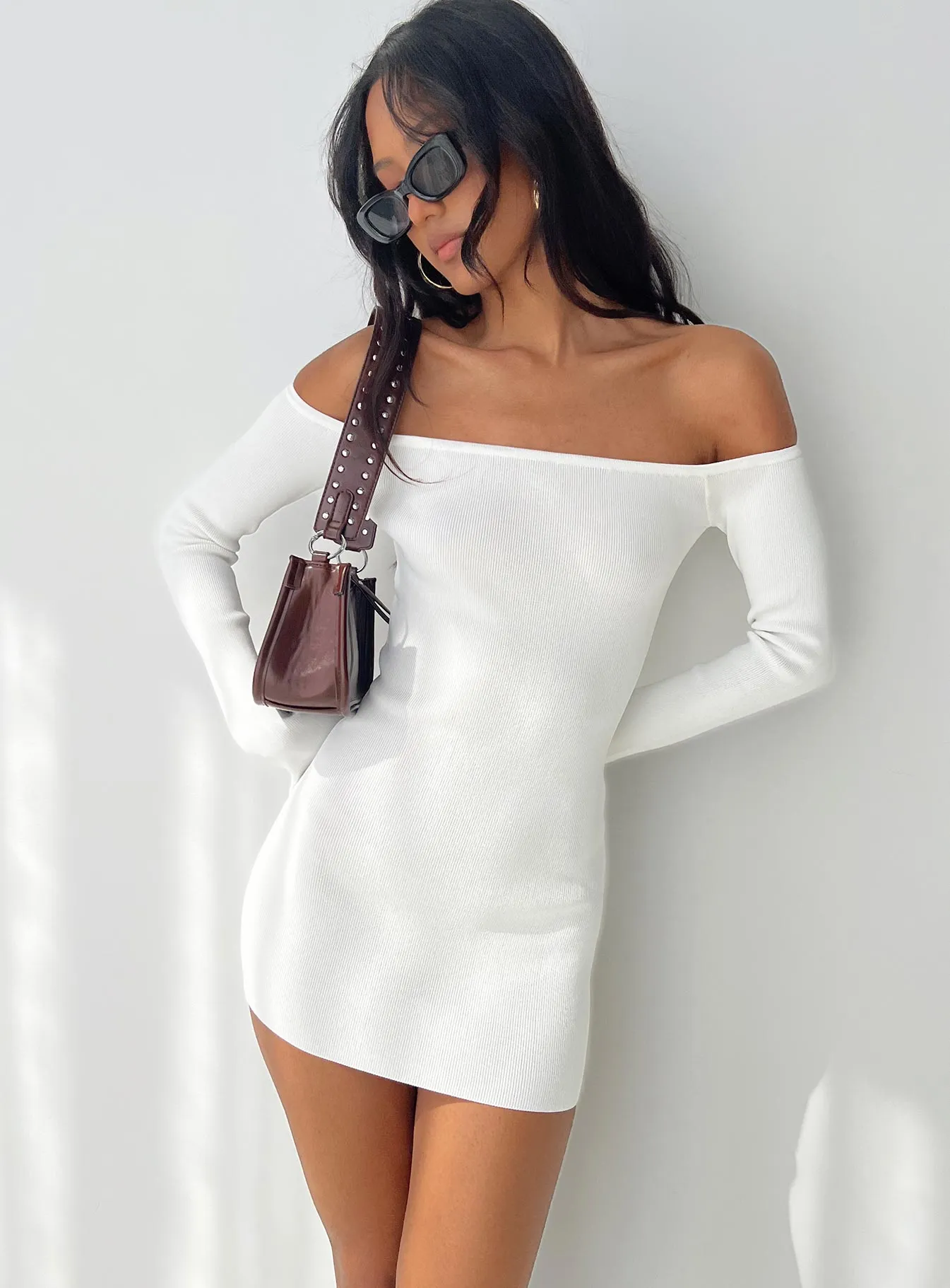 White Long Sleeve Mini Dress - Parisa