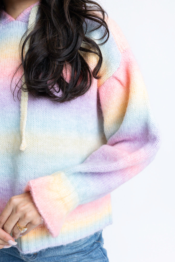 Pastel Rainbow Hoodie Sweater.