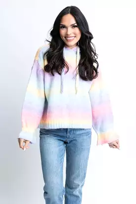 Pastel Rainbow Hoodie Sweater.