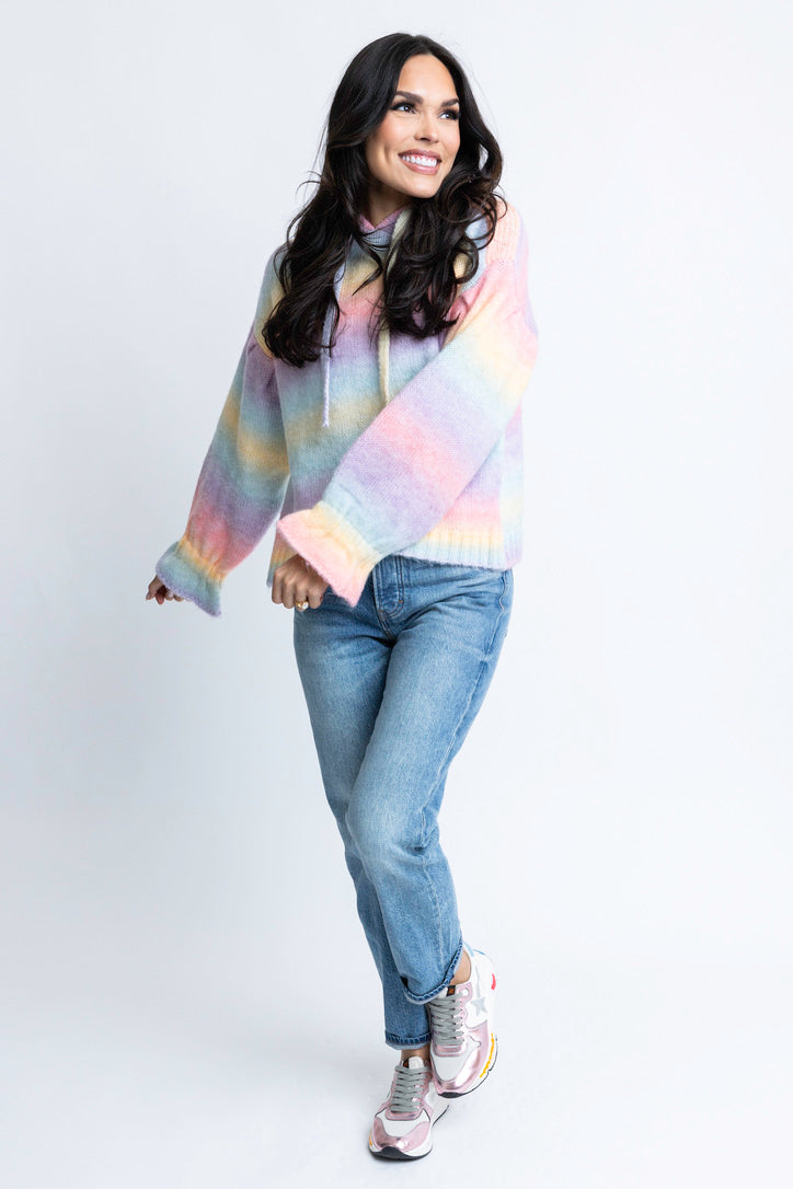 Pastel Rainbow Hoodie Sweater.