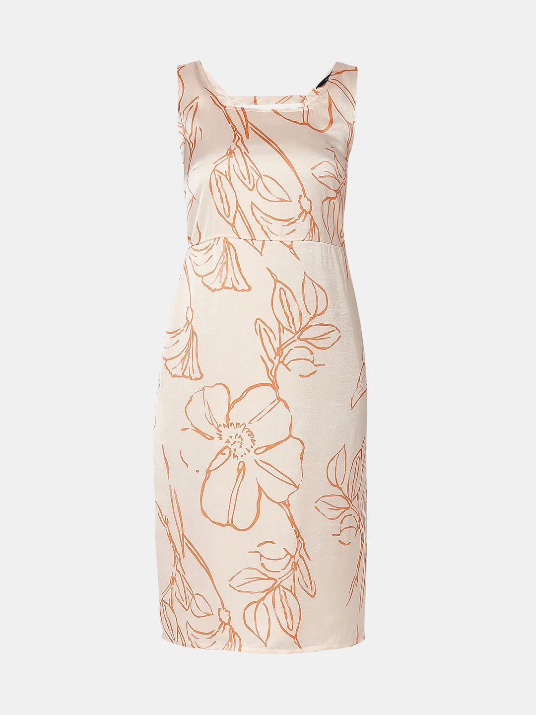 Peach Printed Shift Dress for Women