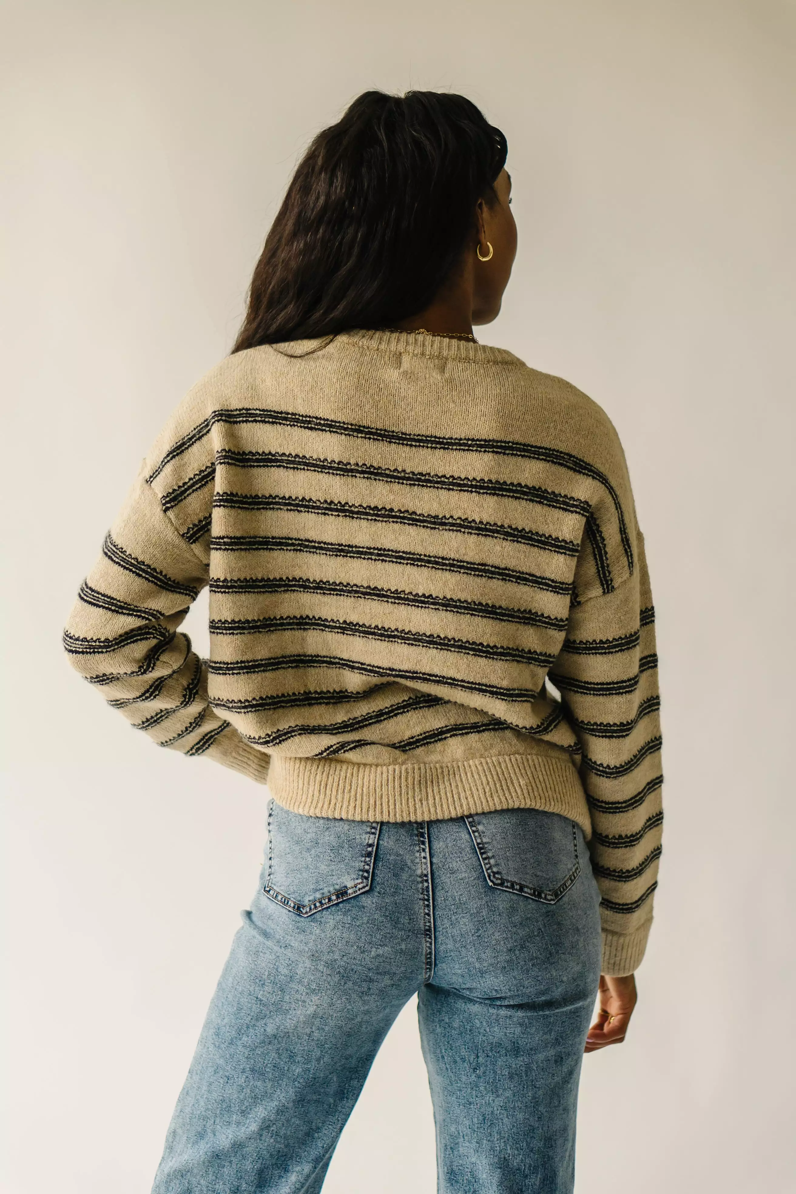 Peosta Taupe Combo Striped Sweater - Shop Now