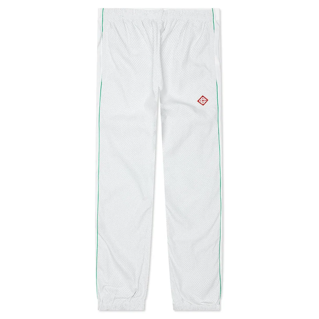 White Green Perforated Layered Track Pant.