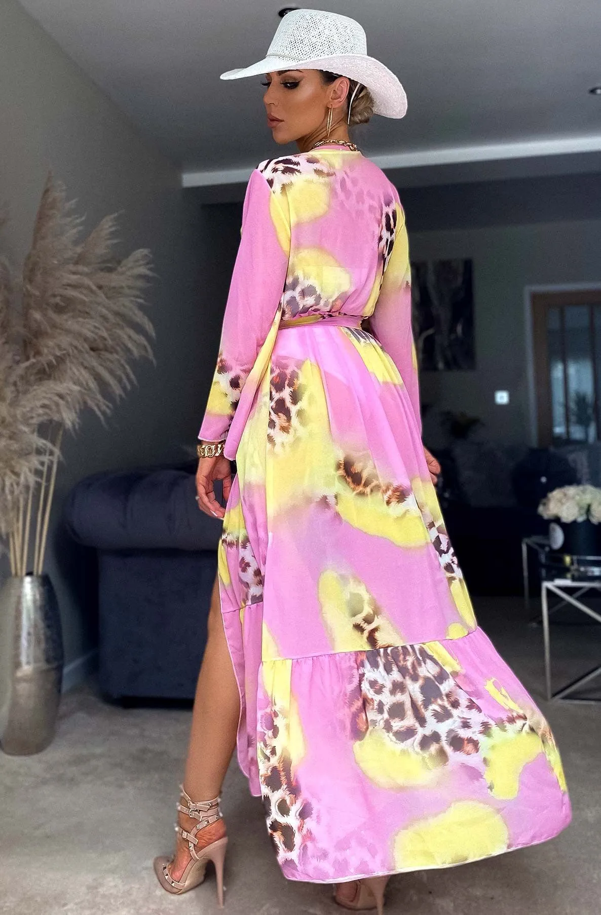 Pink Beach Cover Up Maxi Wrap Dress Ivanna