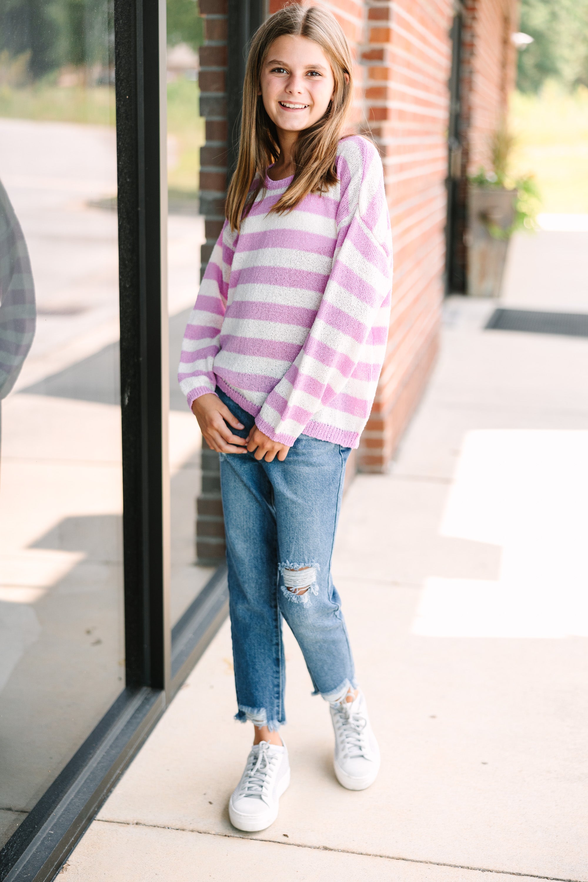 Pink Striped Sweater for Girls: Always on My Mind Result: Google SEO Friendly