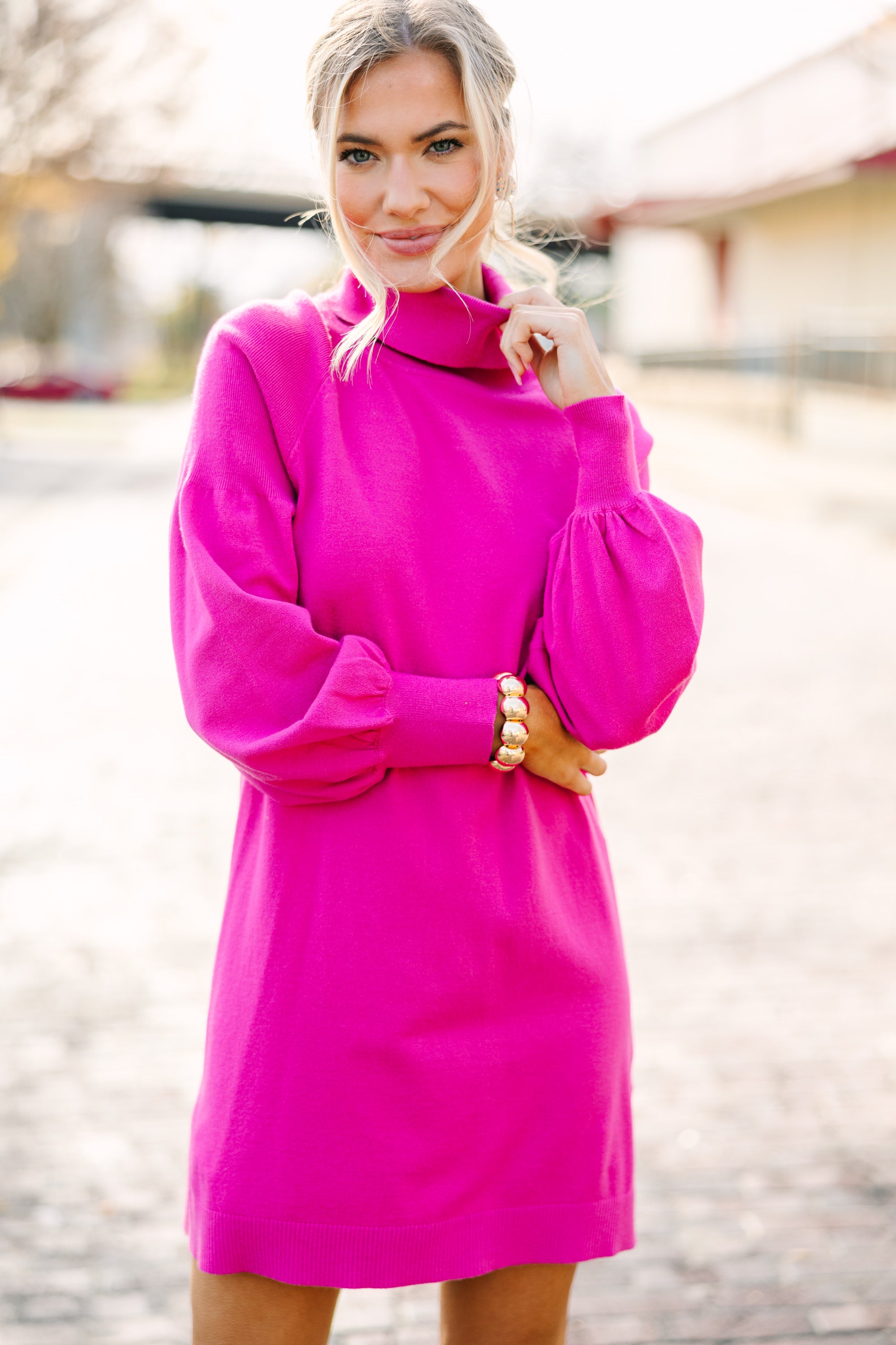 Pink Turtleneck Sweater Dress - Ideal for Every Occasion