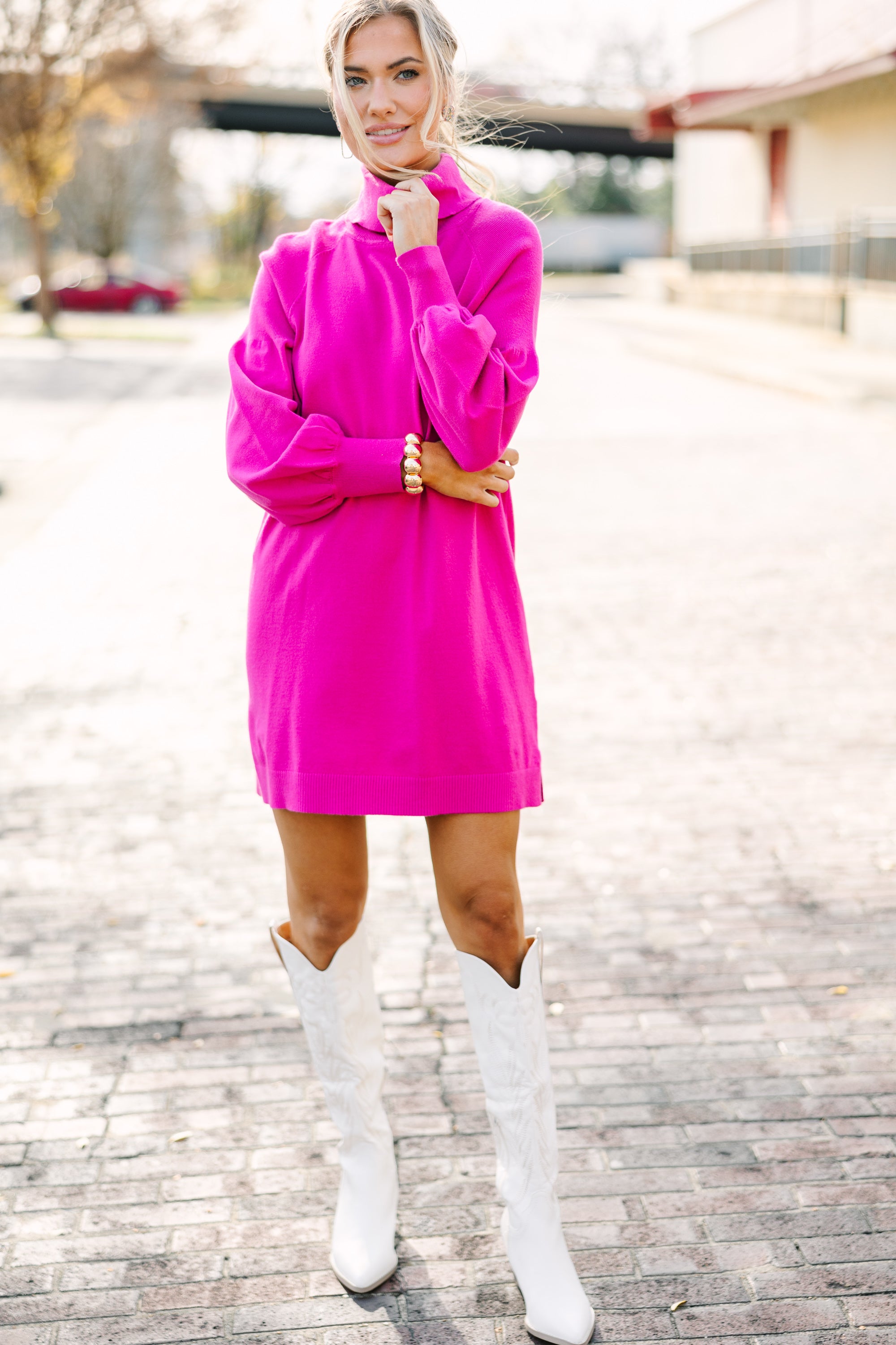 Pink Turtleneck Sweater Dress - Ideal for Every Occasion