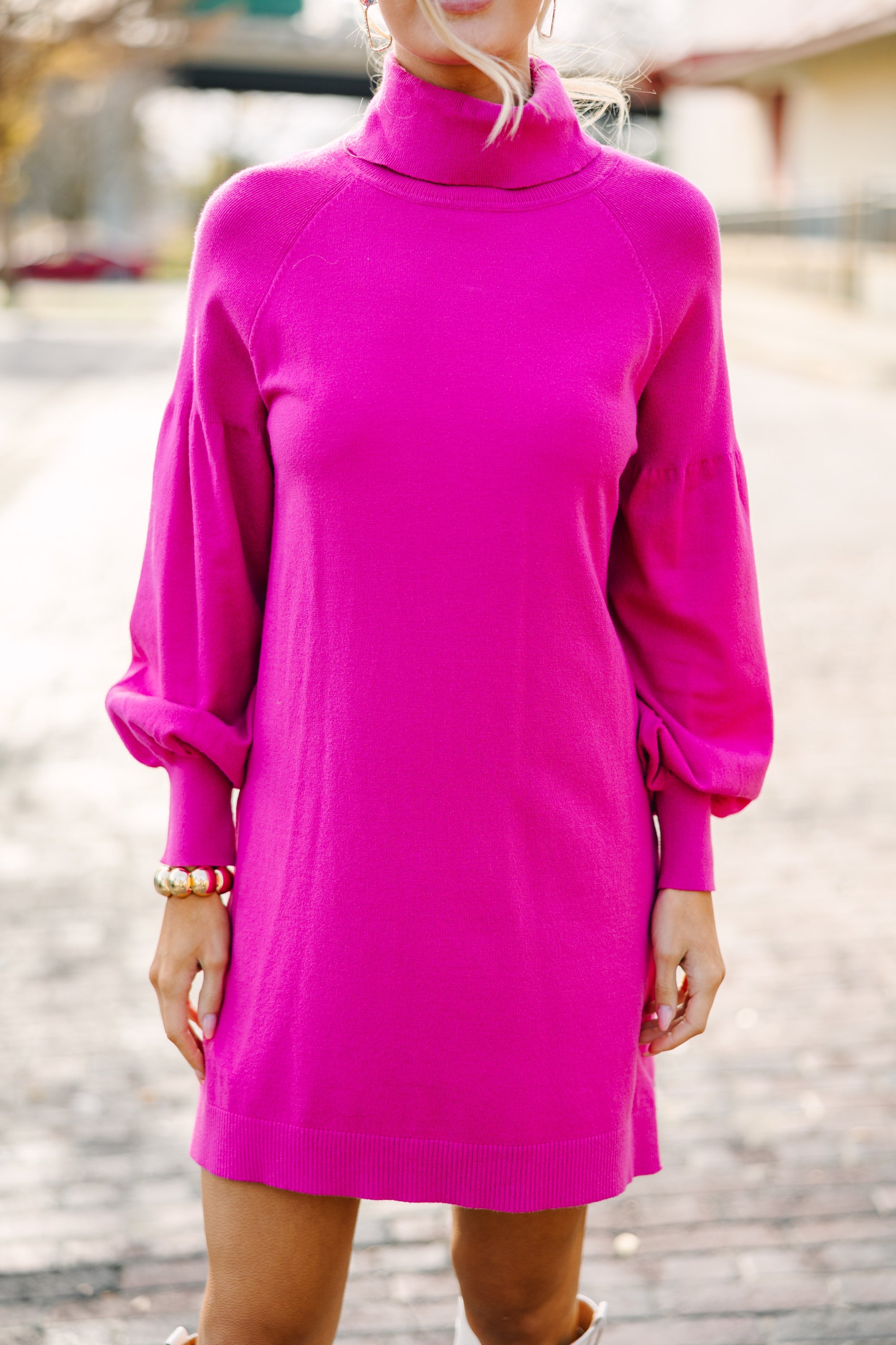 Pink Turtleneck Sweater Dress - Ideal for Every Occasion