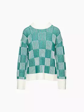 Plaited Checkerboard Crew Sweater - Buy Online