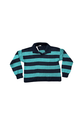 Polo Sweater with Striped Design