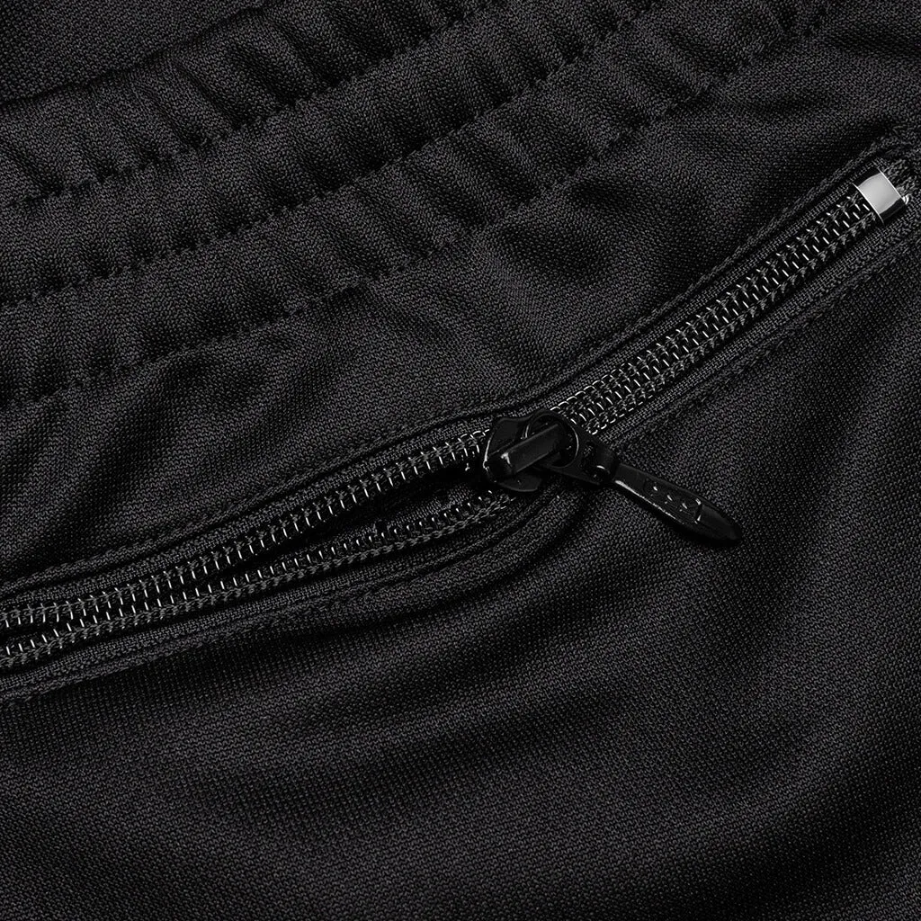 Black Narrow Track Pants in Smooth Poly Fabric