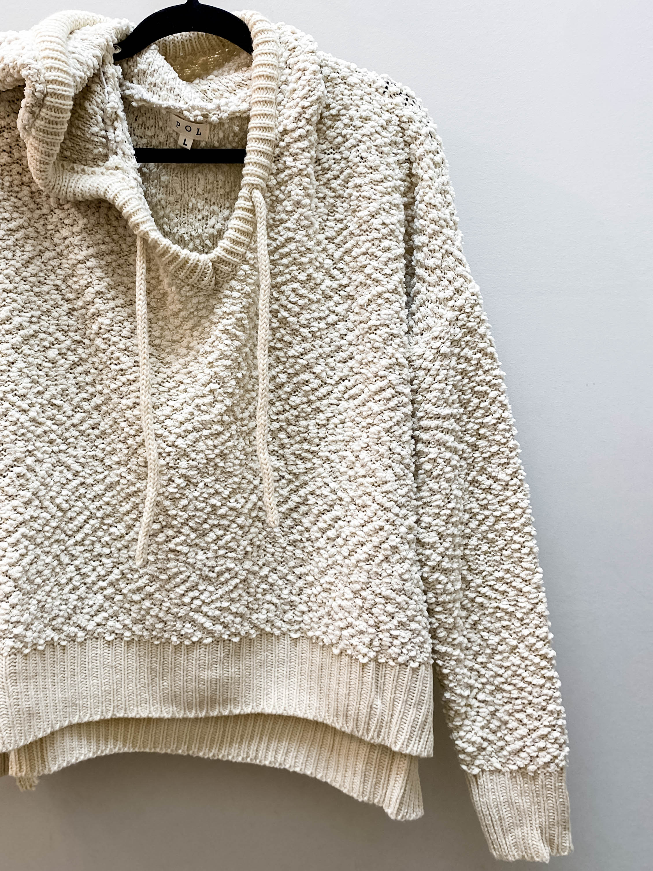 Popcorn Hooded Pullover Knit