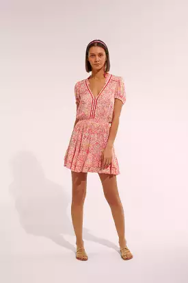 Poupette St. Barth Mini Dress Bibi V - White Pink Nature - Buy Now