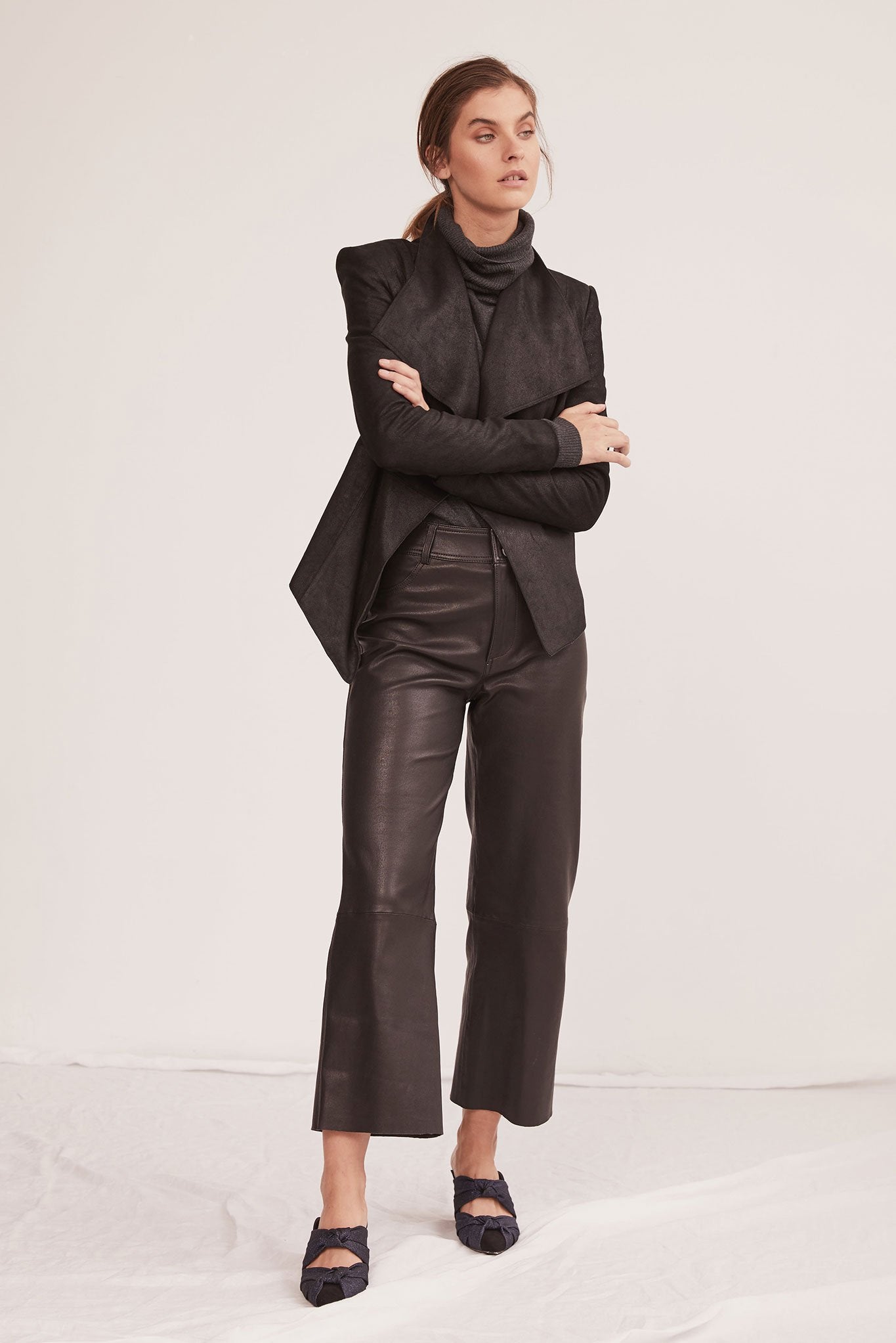 Prospect Black Leather Pants with Stretch - Buy Now