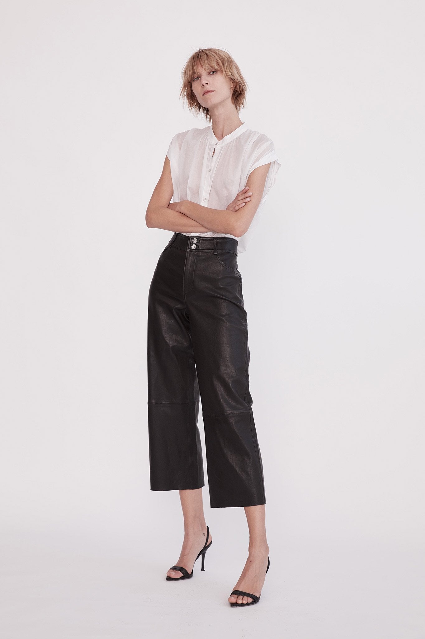 Prospect Black Leather Pants with Stretch - Buy Now