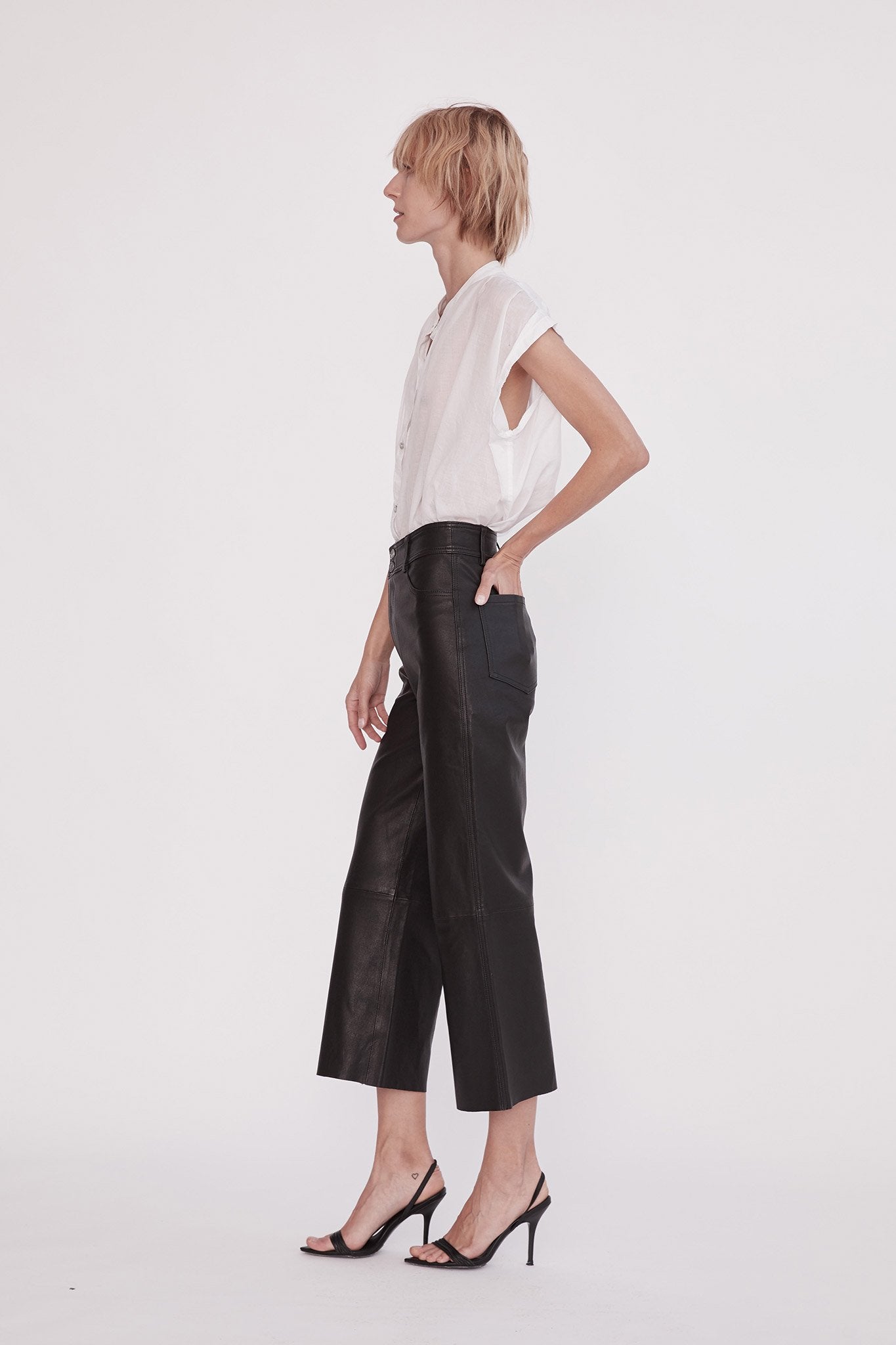 Prospect Black Leather Pants with Stretch - Buy Now