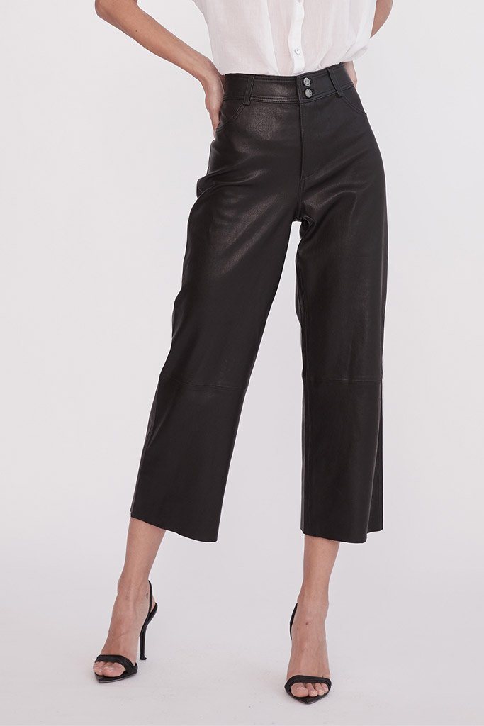 Prospect Black Leather Pants with Stretch - Buy Now