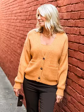 Pumpkin Pie Knit Top Cardigan Set - Fall-themed Knit Top Cardigan Set