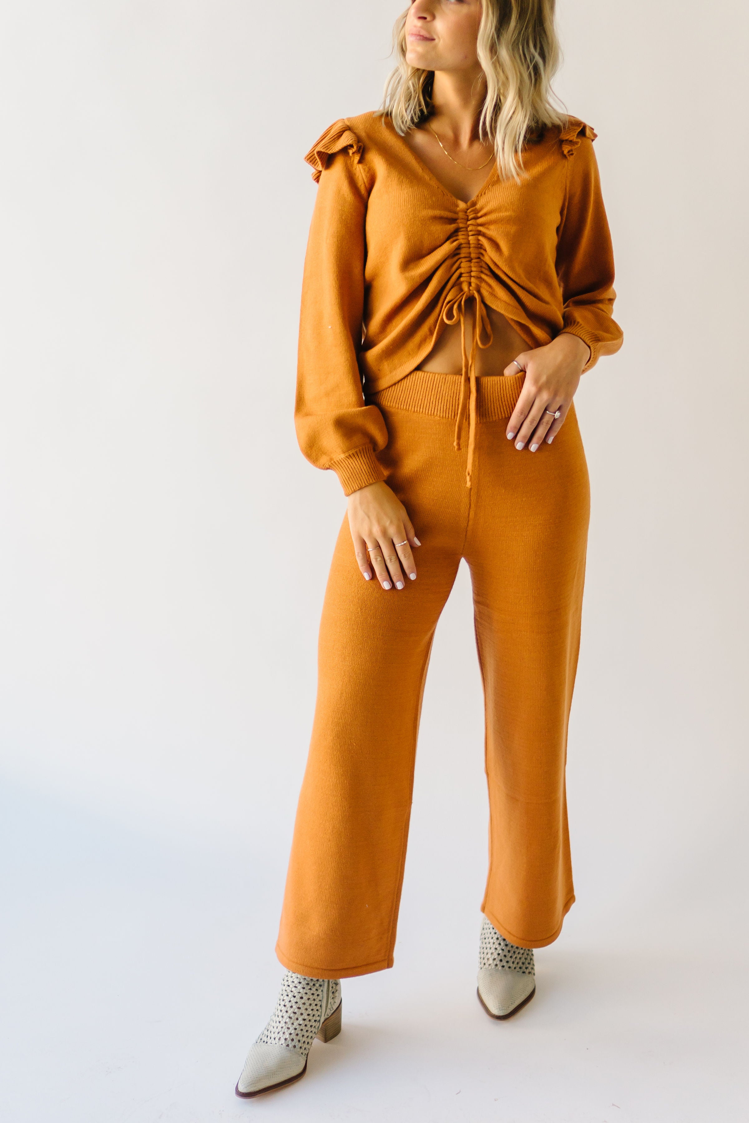 Puth Straight Leg Sweater Pant, Rust - Shop Now