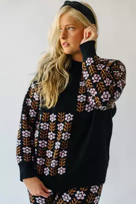 Putney Black Floral Contrast Pullover