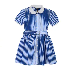 Ralph Lauren White and Blue Striped Chemisier Dress for Girls