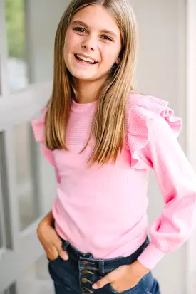 Reach Out Pink Ruffled Sweater for Girls - Shop now!