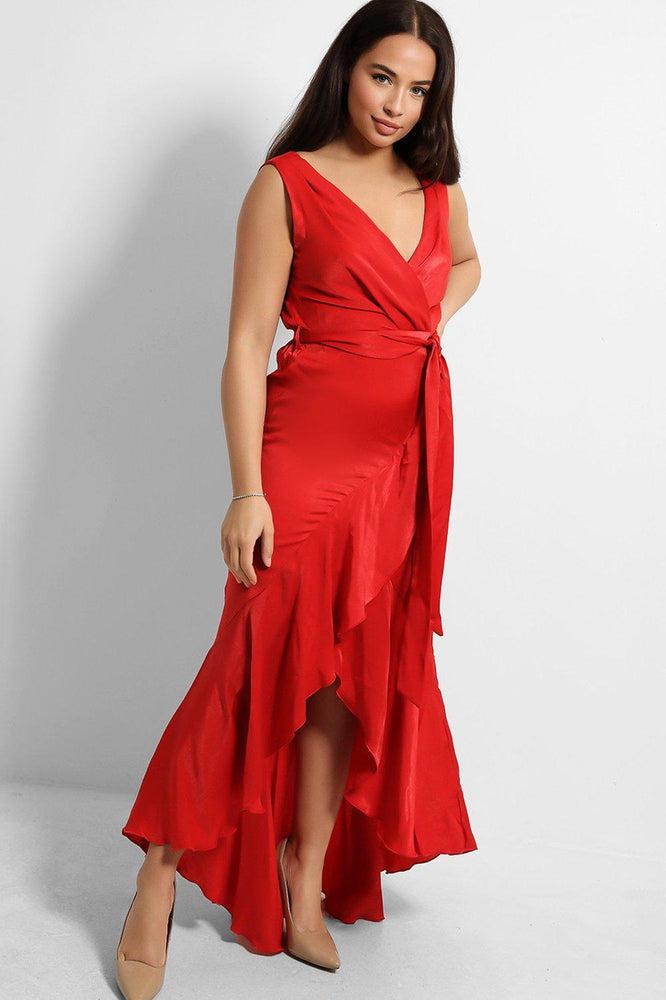 Red Frill Maxi Dress