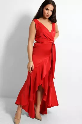 Red Frill Maxi Dress