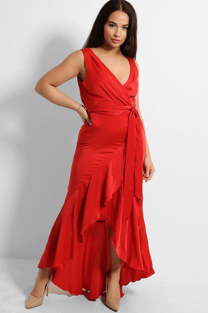 Red Frill Maxi Dress