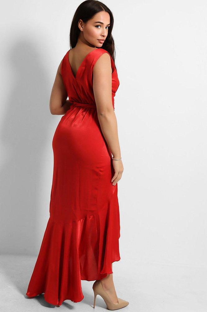 Red Frill Maxi Dress