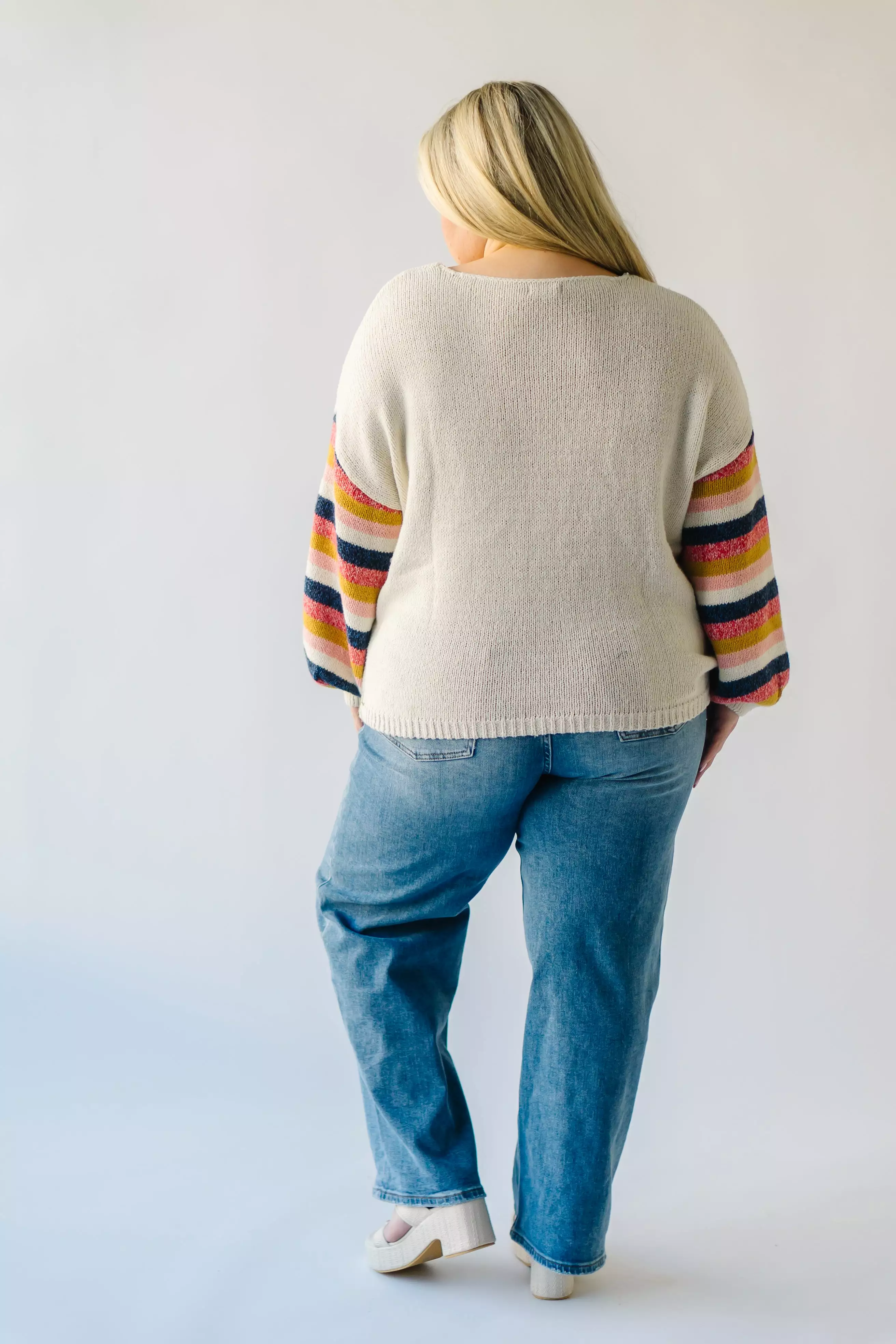 Reden Woven Striped Sweater, Ivory Multi