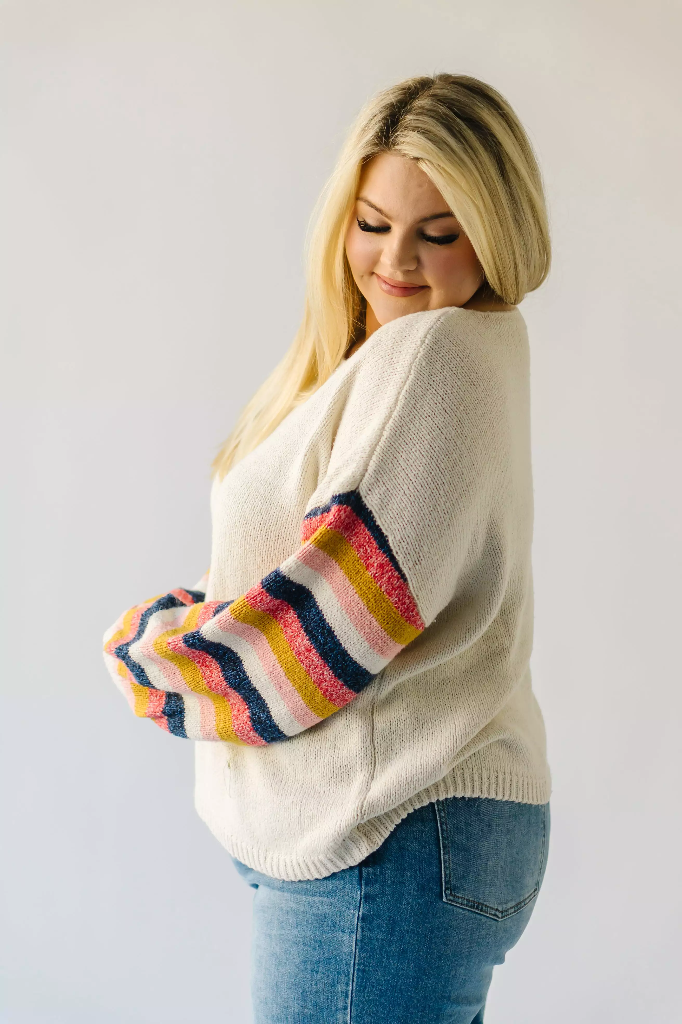 Reden Woven Striped Sweater, Ivory Multi