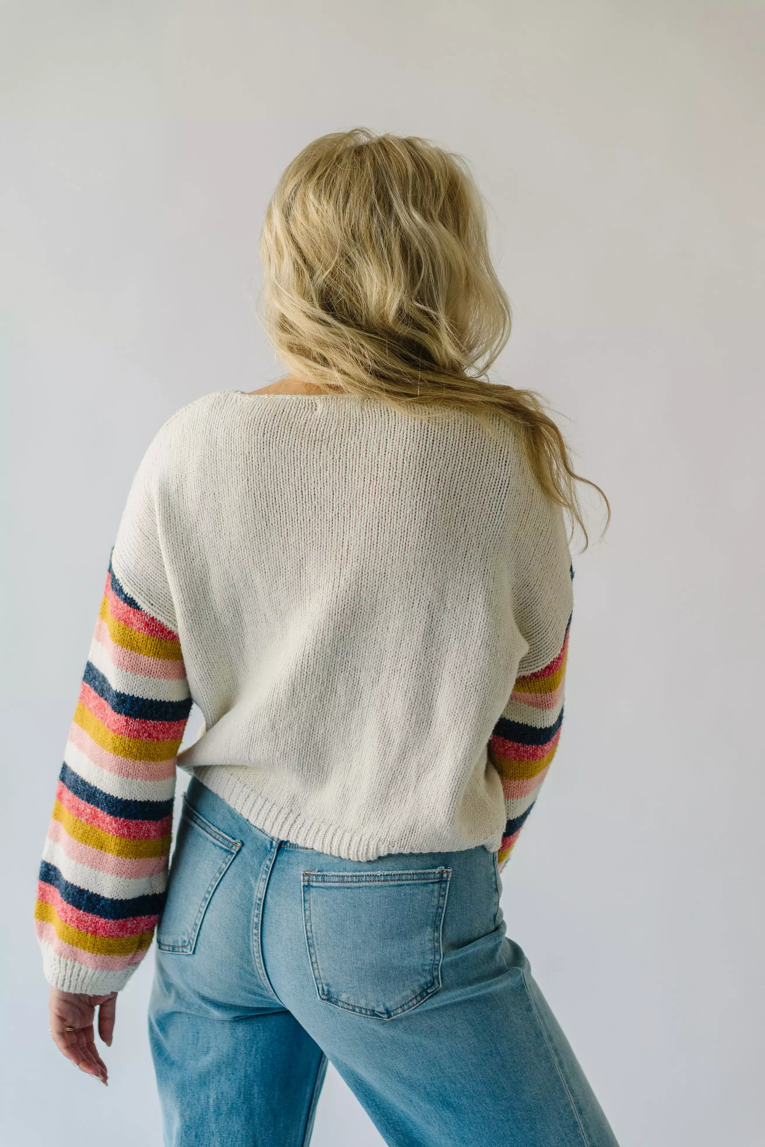 Reden Woven Striped Sweater, Ivory Multi