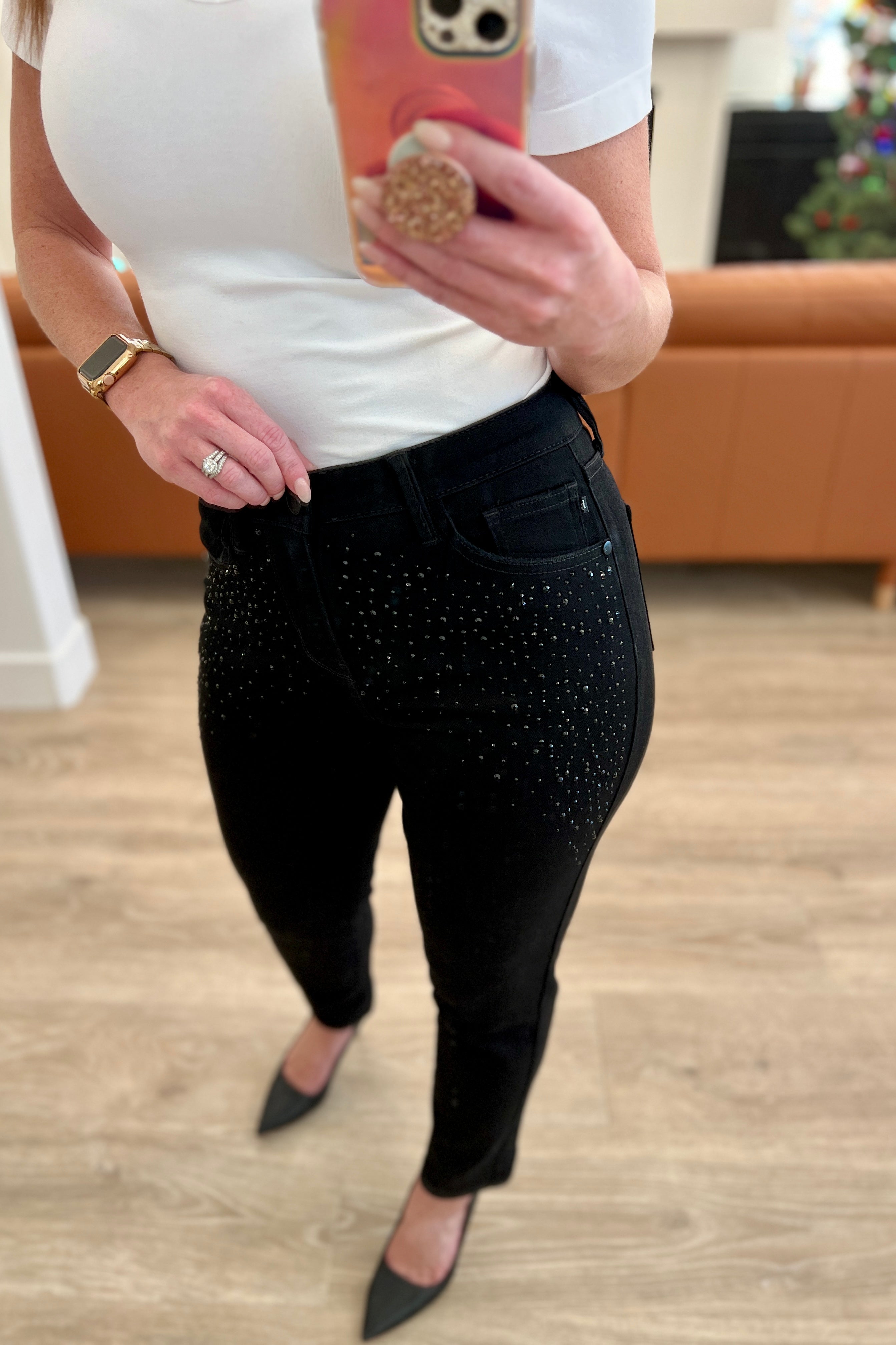 Reese Black Slim Fit Rhinestone Jeans