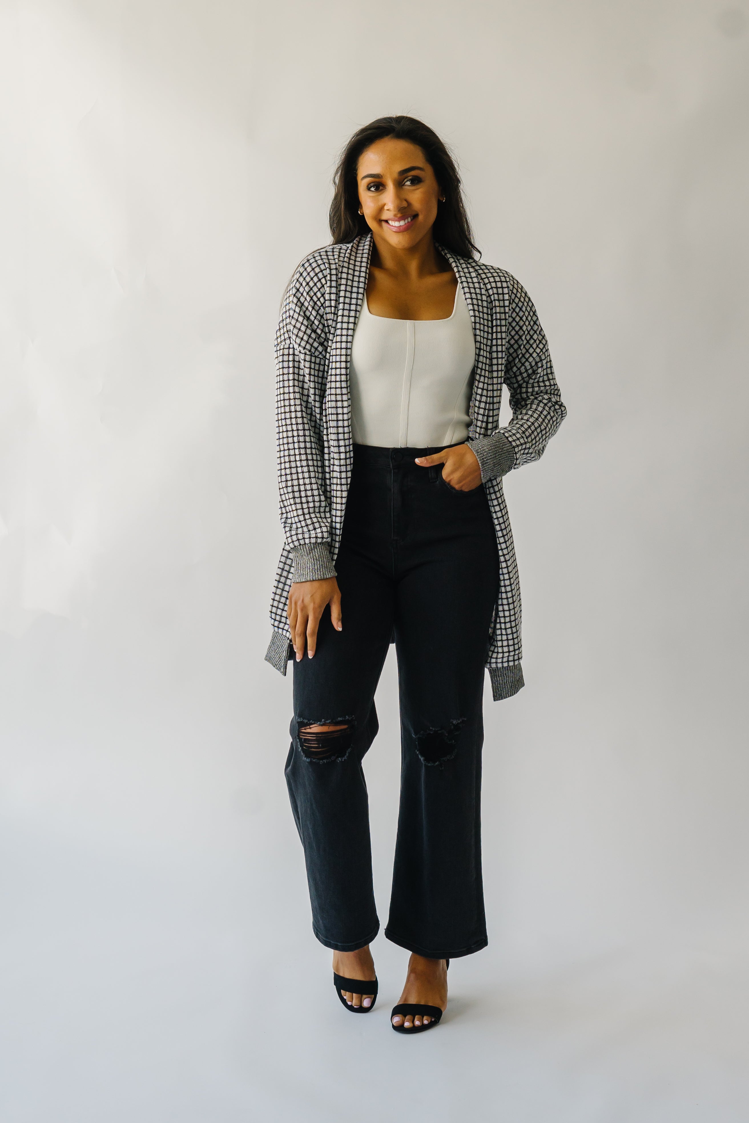 Result: Black and White Checkered Cardigan - Utica Collection