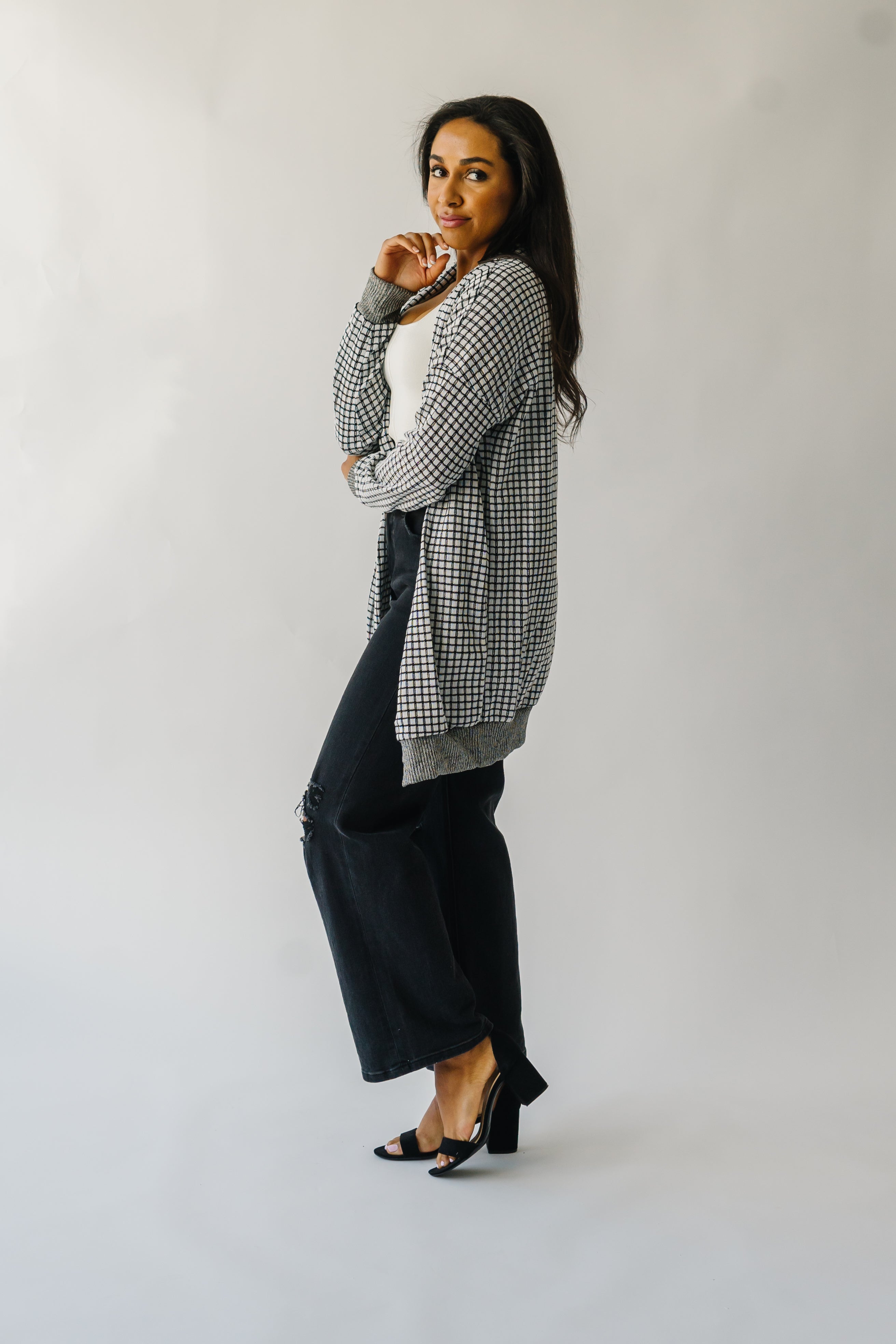 Result: Black and White Checkered Cardigan - Utica Collection