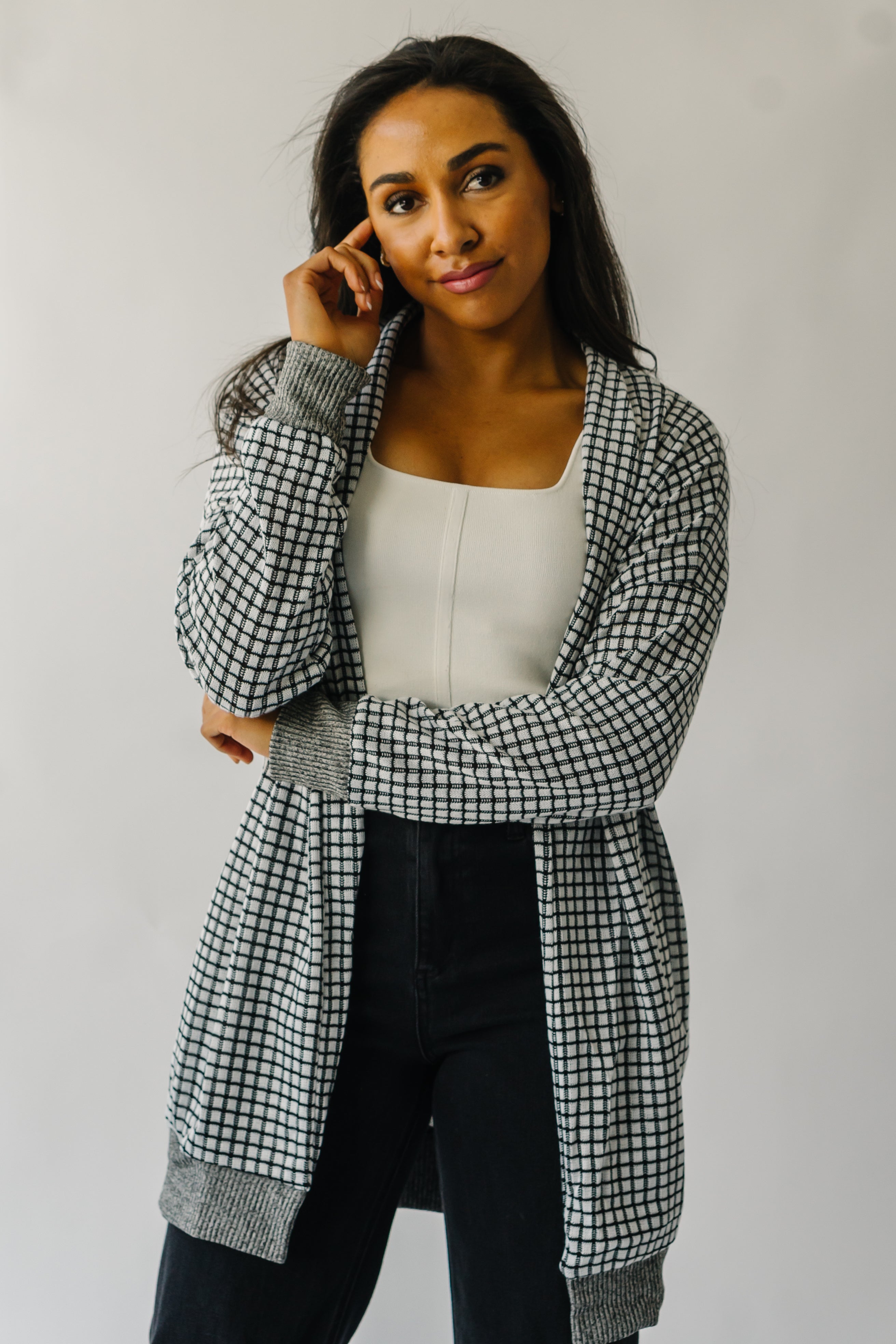 Result: Black and White Checkered Cardigan - Utica Collection