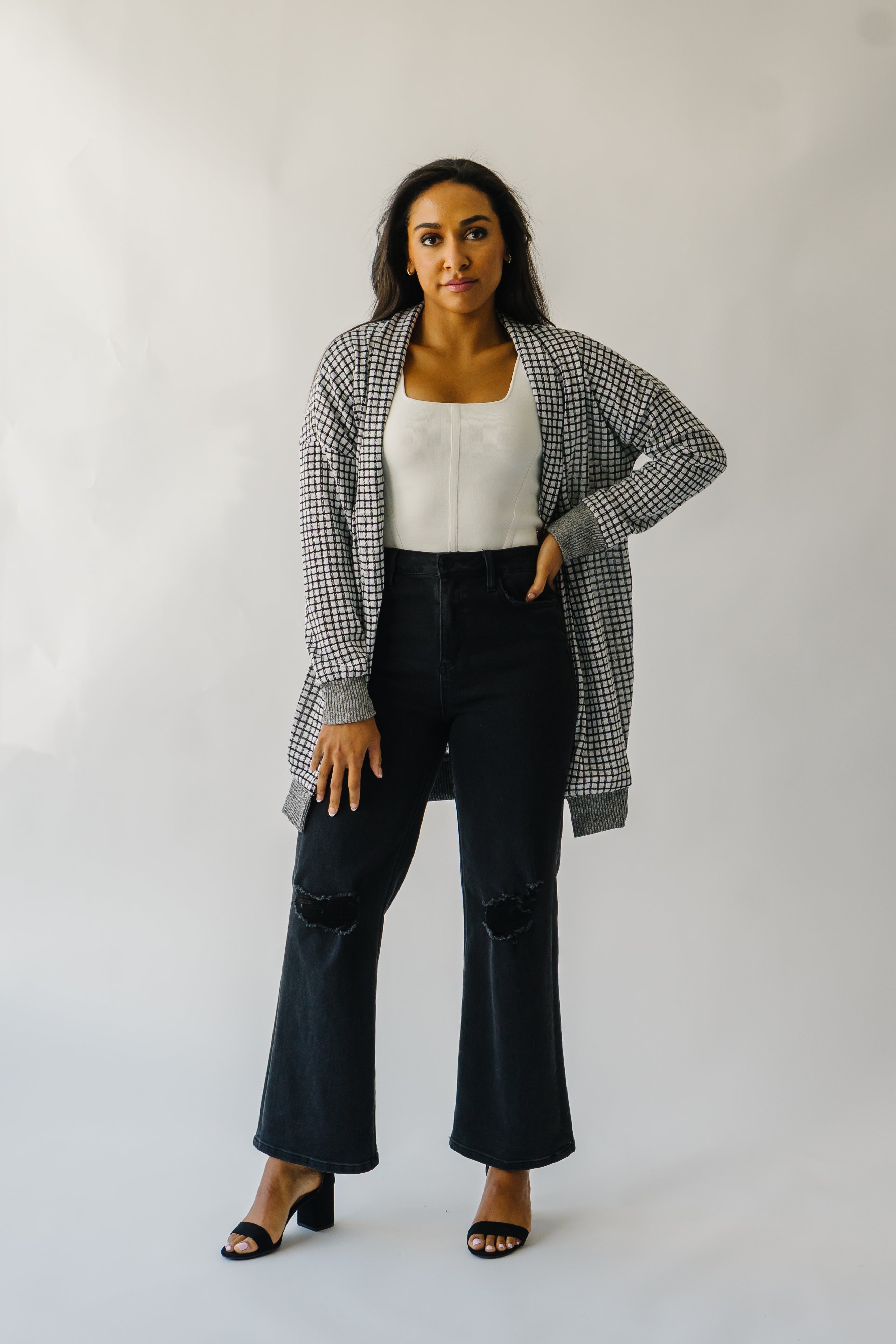 Result: Black and White Checkered Cardigan - Utica Collection