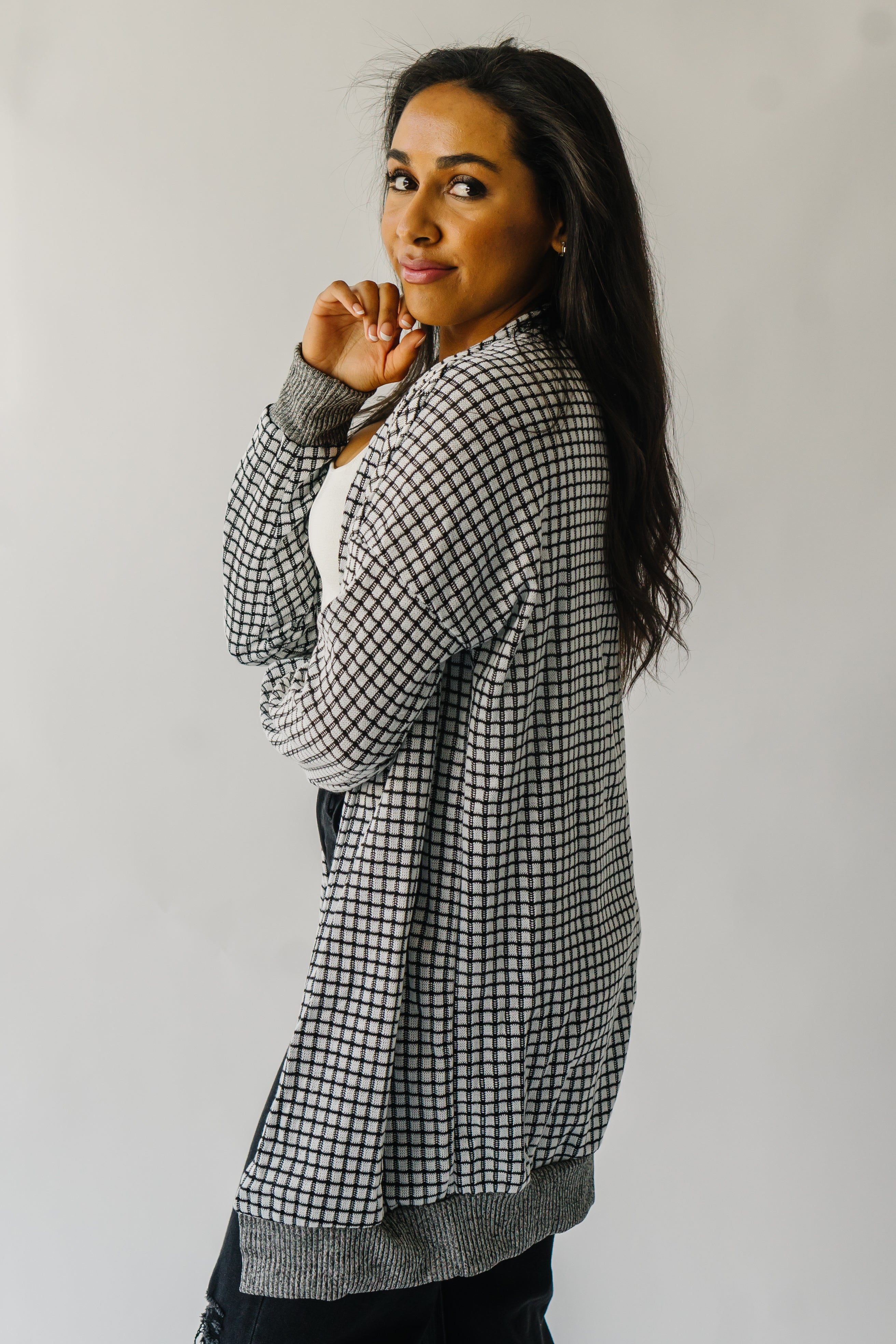 Result: Black and White Checkered Cardigan - Utica Collection