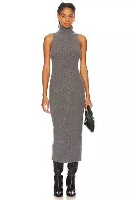 Rib Sleeveless Turtleneck Sweater Dress - Heather Grey