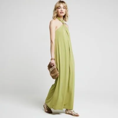 River Island Halter Neck Shift Maxi Dress in Lime Green for Women