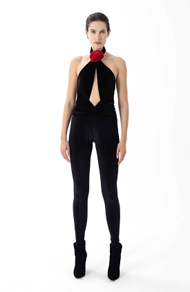 Ronny Kobo Abreen Catsuit Jet Black Crimson - Buy Online Now