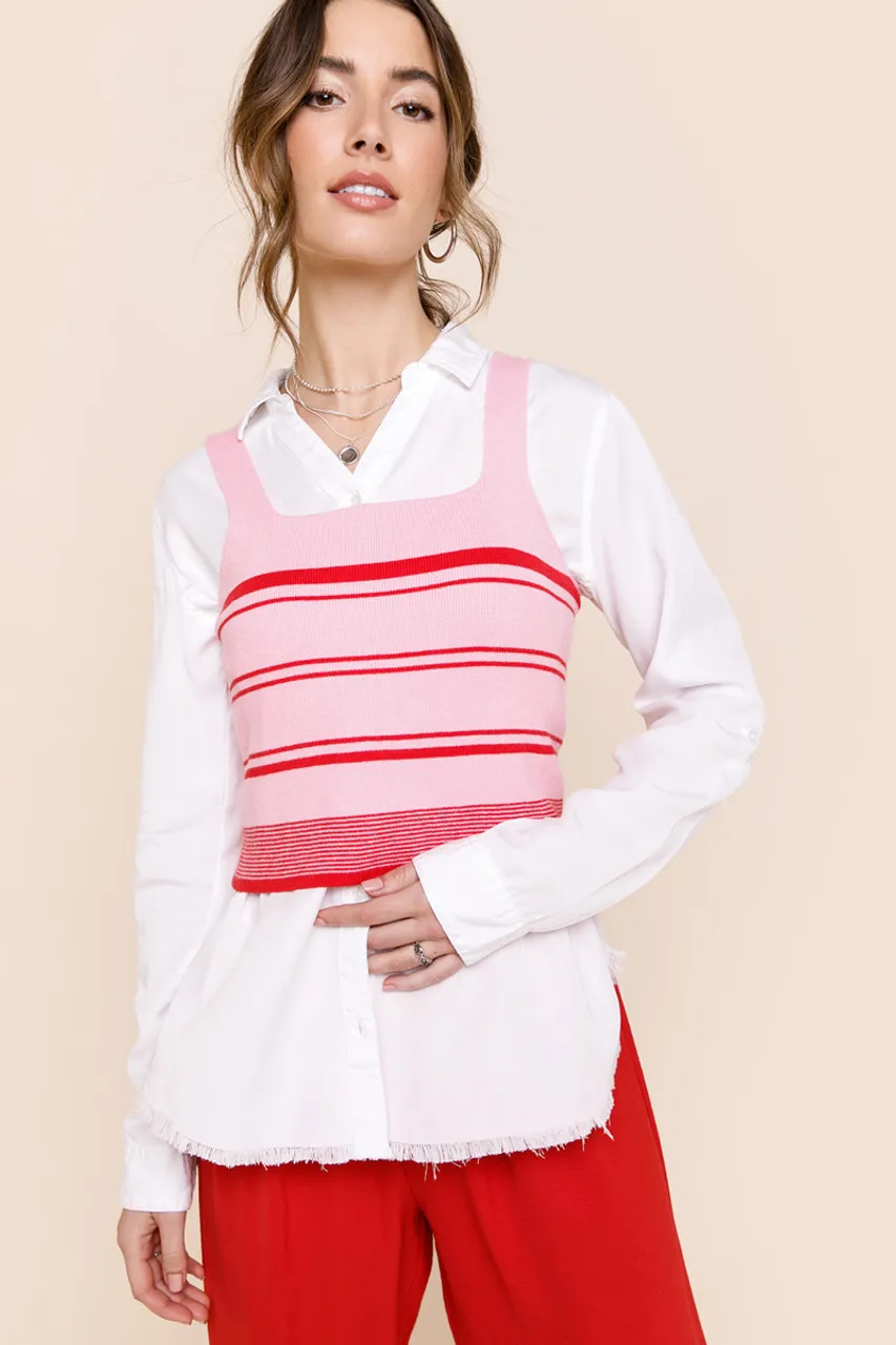 Rose Striped Crop Top Sweater